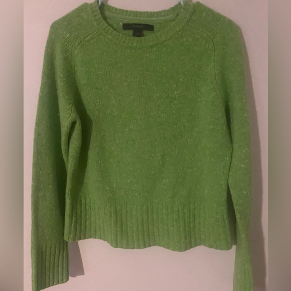 Express Women’s Chunk Crew Neck Sweater - Size Large - Green 100% Lambs Wool - Picture 1 of 3